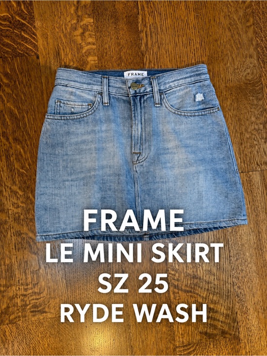 Frame Denim Dresses & Skirts - FRAME Le Mini Denim Skirt 25 Ryde Light Wash Distressed 100% Cotton Mini